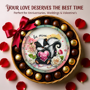 Süßes Stinktier-Valentinsherz Große Wanduhr