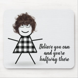 Süßes Stock Mädchen mit Haar und Zitat Mousepad