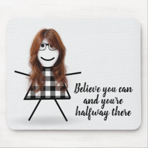 Süßes Stockmädchen mit Haar und Zitat Mousepad