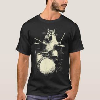 Süßes Streifenhörnchen spielt Schlagzeug Lustiger T-Shirt
