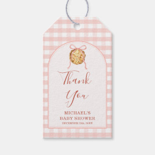 Süßes Stück Pastellrosa Schleife Gingham Herbst-Ba Geschenkanhänger