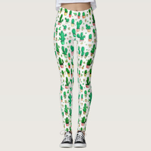 Süßes Sukkulenten Grün Kaktus Aquarell Muster Leggings