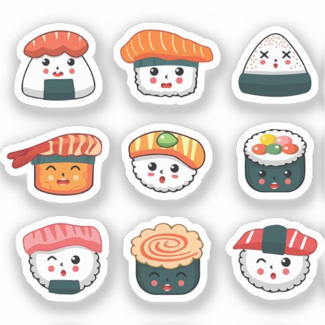 Süßes Sushi  Aufkleber (Vorderseite)