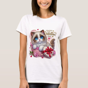 Süßes T-Shirt mit Ragdoll-Katze zum Valentinstag 