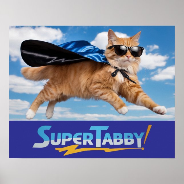 Süßes Tabby-Superheldenposter Poster (Vorne)