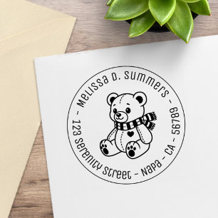 Süßes Teddybär-Spielzeug mit Schal rund um die Adr Gummistempel