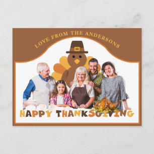 Süßes Thanksgiving Truthahn Hintergrund Gruppenfot Postkarte