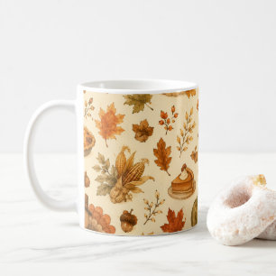 Süßes Thanksgiving-Wasserfarbmuster mit Truthähnen Kaffeetasse