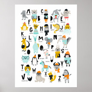 Süßes Tier-Alphabet   Einige haben Hüte Poster