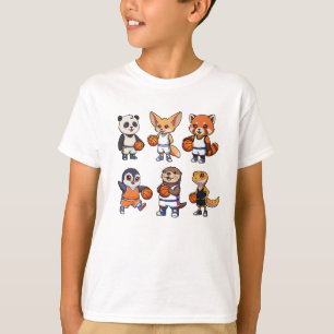 Süßes Tier-Basketballteam - Lustiger Cartoon-Sport T-Shirt
