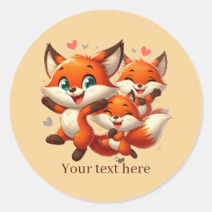 Süßes Tier Liebe Fuchs anpassbar  Runder Aufkleber