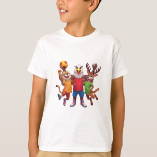 Süßes Tier Sportteam Maskottchen Cartoon-Design T-Shirt