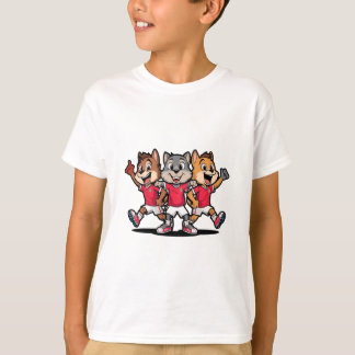 Süßes Tier Sportteam Maskottchen Cartoon-Design T-Shirt