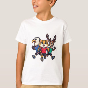 Süßes Tier Sportteam Maskottchen Cartoon-Design T-Shirt