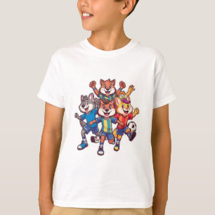 Süßes Tier Sportteam Maskottchen Cartoon-Design T-Shirt