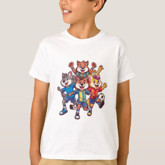 Süßes Tier Sportteam Maskottchen Cartoon-Design T-Shirt