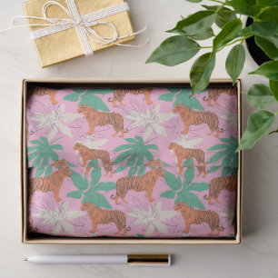 Süßes Tiger-Muster Lebendiges Rosa und Orange Dsch Seidenpapier