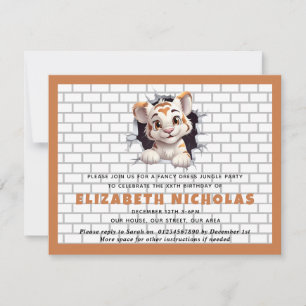 Süßes Tigerbaby schaut heraus Einladungsvorlage Or Einladung