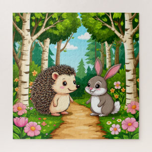 Süßes Treffen von Igel und Kaninchen