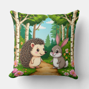 Süßes Treffen von Igel und Kaninchen Kissen