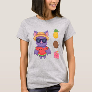 Süßes tropisches Fledermaus-Wassermelonen-Strand-T T-Shirt