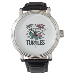 Süßes Turtle-Liebhaber-Mädchen Vintage-Gravur-Shir Armbanduhr