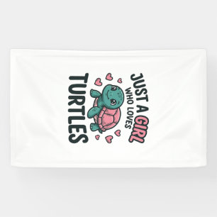 Süßes Turtle-Liebhaber-Mädchen Vintage-Gravur-Shir Banner