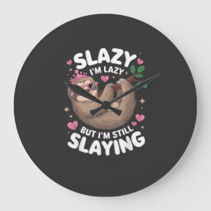 Süßes Tween-Mädchen Lustiges Tier Faultier Slay Me Große Wanduhr