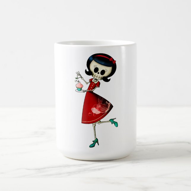 Süßes u. beängstigendes Skeleton Mädchen Kaffeetasse (Mittel)
