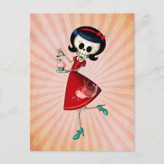 Süßes u. beängstigendes Skeleton Mädchen Postkarte