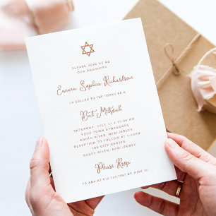 Süßes und Einfaches Imitate Rose Gold Bat Mitzva Einladung