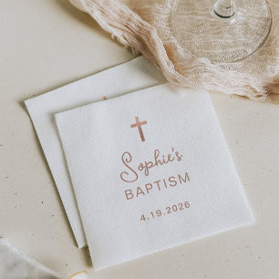 Süßes und Einfaches Rose Gold Cross Taufen Serviette