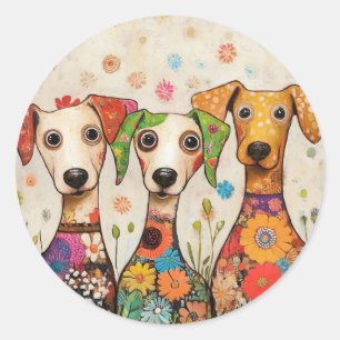 Süßes und farbenfrohes Hundedesign Runder Aufkleber