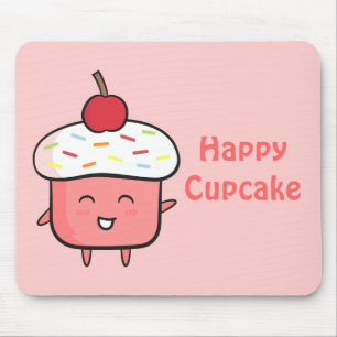 Süßes und glückliches rosa Cupcake mit Kirsche Mousepad