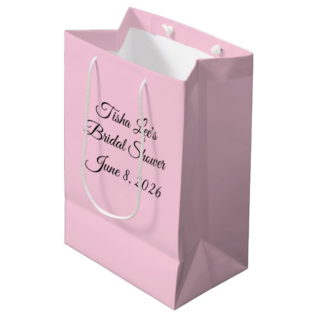 Süßes und Hübsch rosa Brautparty: Mittlere Geschenktüte (Vorderseite Schrägansicht)