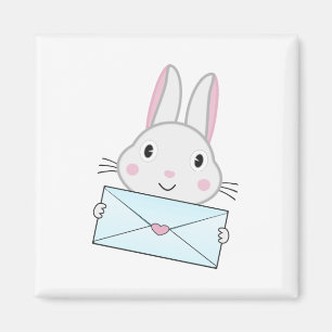 Süßes und liebes Kaninchen hält Liebesbrief Magnet