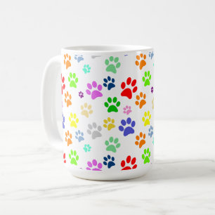 Süßes und lustiges bunter Haustier-Pfoten-Muster Kaffeetasse