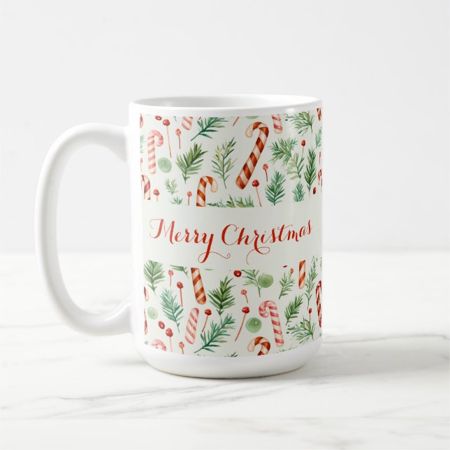 Süßes und Niedliches Candy Canes Frohe Weihnachten Kaffeetasse (Links)