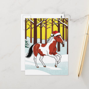 Süßes und Niedliches Weihnachts-Cartoon Paint Hors Postkarte