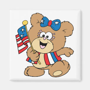 Süßes USA-patriotisches Mädchen-Teddybär-Design Magnet