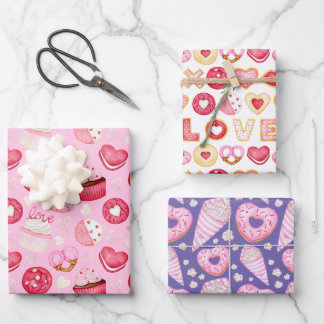Süßes Valentinisches Cookies & Cupcakes Geschenkpapier Set