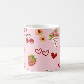 Süßes Valentins-nahtloses Muster – Herzen, Kaffeetasse
