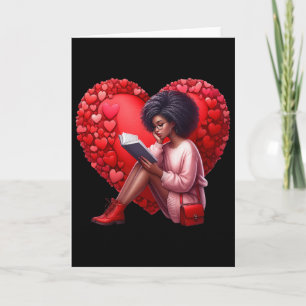 Süßes Valentinsbuch Mädchen Mit Herz Lesende Frau Karte