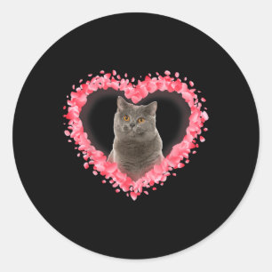 Süßes Valentinskatze-Herz-Geschenk für 2 Katzenlie Runder Aufkleber
