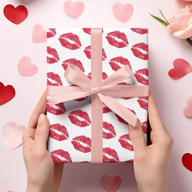 Süßes Valentinstag-Küsse-Muster-Geschenkpapier Geschenkpapier (Von Creator hochgeladen)