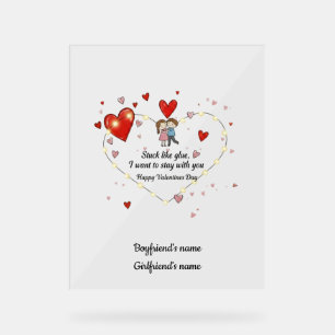 Süßes Valentinstag-Paar-Herzen individuell Acrylschild