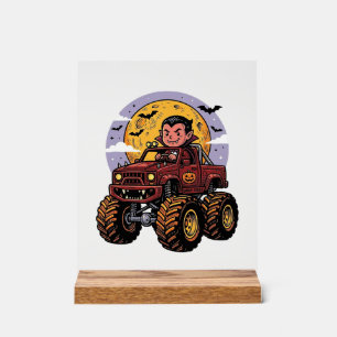 Süßes Vampir-Monster-Truck-Halloween-Shirt-Design_ Acrylschild