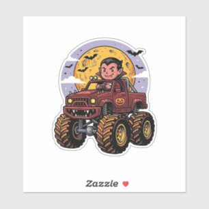 Süßes Vampir-Monster-Truck-Halloween-Shirt-Design_ Aufkleber