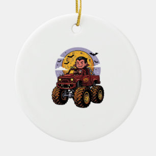 Süßes Vampir-Monster-Truck-Halloween-Shirt-Design_ Keramik Ornament
