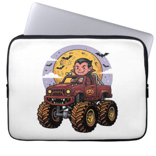 Süßes Vampir-Monster-Truck-Halloween-Shirt-Design_ Laptopschutzhülle